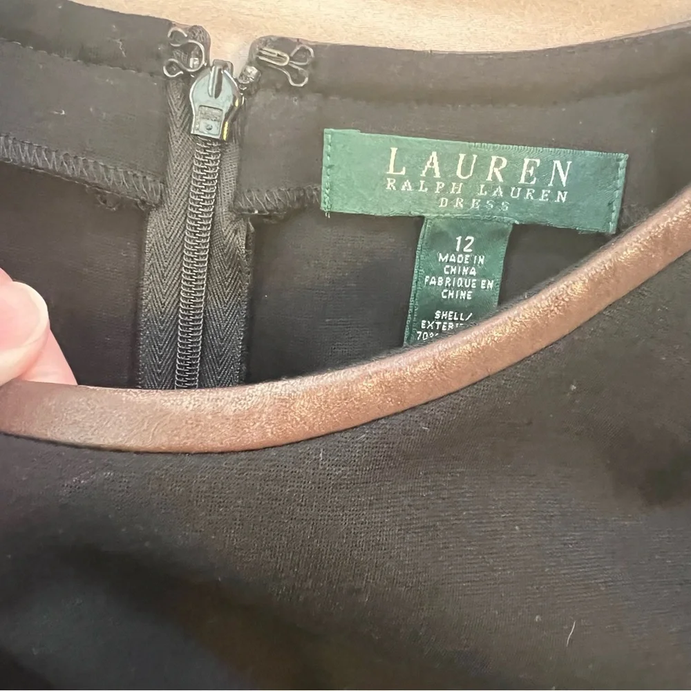 Lauren Ralph Lauren Black Dress with Leather Striped Accents - Picture 6 of 10